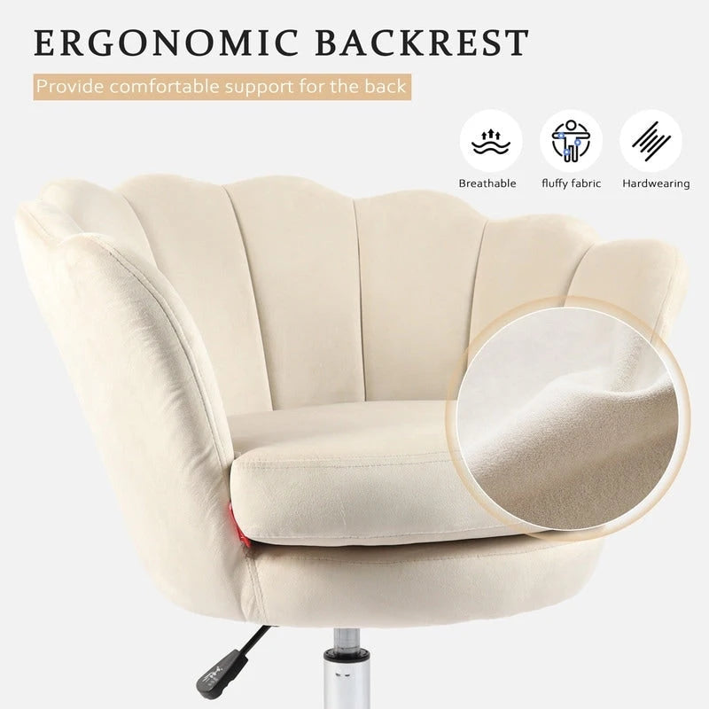 VANITII Fauteuil d'appoint Chaise de bureau pivotante avec roulettes Moderne Réglable en hauteur Rose/Gris/Blanc