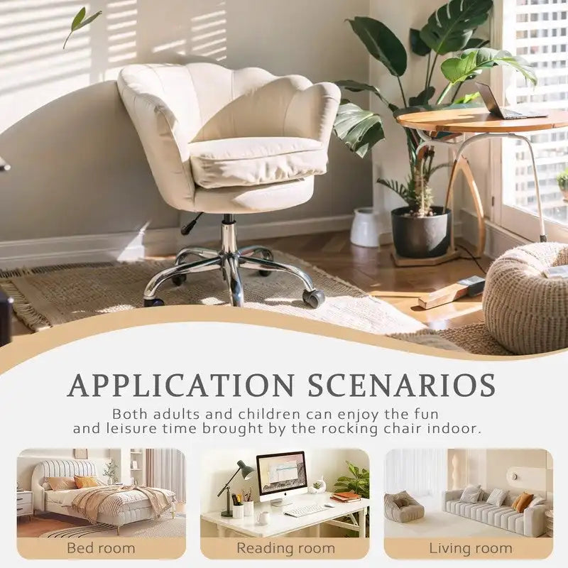VANITII Fauteuil d'appoint Chaise de bureau pivotante avec roulettes Moderne Réglable en hauteur Rose/Gris/Blanc