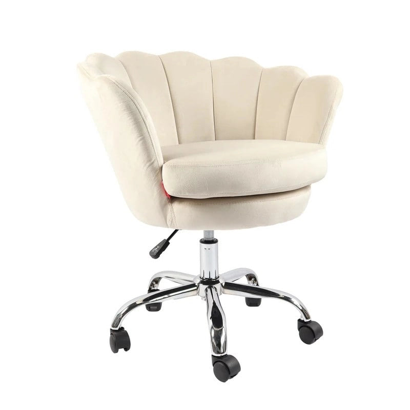 VANITII Fauteuil d'appoint Chaise de bureau pivotante avec roulettes Moderne Réglable en hauteur Rose/Gris/Blanc