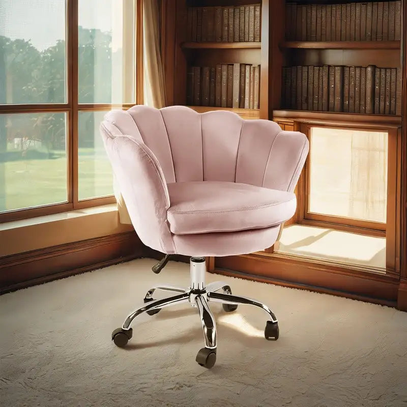 VANITII Fauteuil d'appoint Chaise de bureau pivotante avec roulettes Moderne Réglable en hauteur Rose/Gris/Blanc