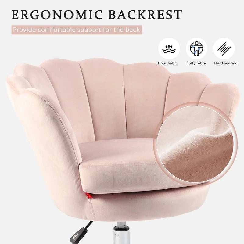 VANITII Fauteuil d'appoint Chaise de bureau pivotante avec roulettes Moderne Réglable en hauteur Rose/Gris/Blanc