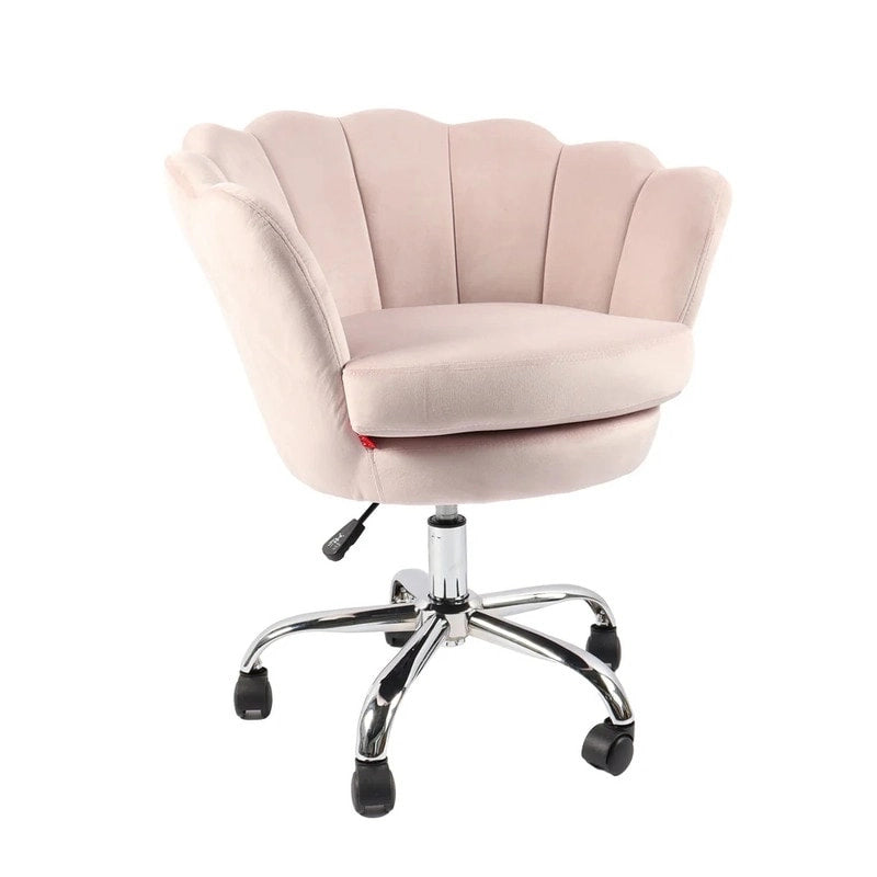 VANITII Fauteuil d'appoint Chaise de bureau pivotante avec roulettes Moderne Réglable en hauteur Rose/Gris/Blanc