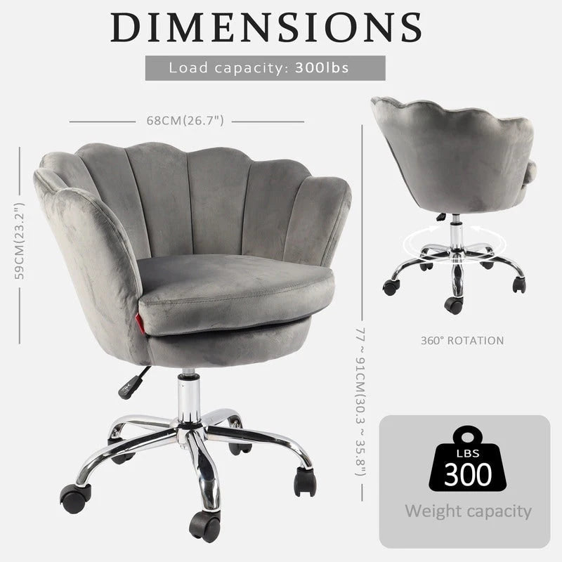 VANITII Fauteuil d'appoint Chaise de bureau pivotante avec roulettes Moderne Réglable en hauteur Rose/Gris/Blanc