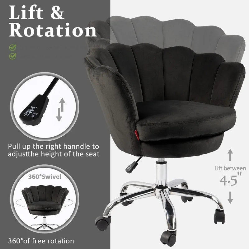 VANITII Fauteuil d'appoint Chaise de bureau pivotante avec roulettes Moderne Réglable en hauteur Rose/Gris/Blanc