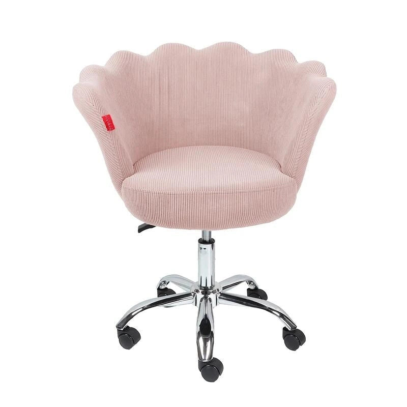 VANITII Fauteuil d'appoint Chaise de bureau pivotante avec roulettes Moderne Réglable en hauteur Rose/Gris/Blanc