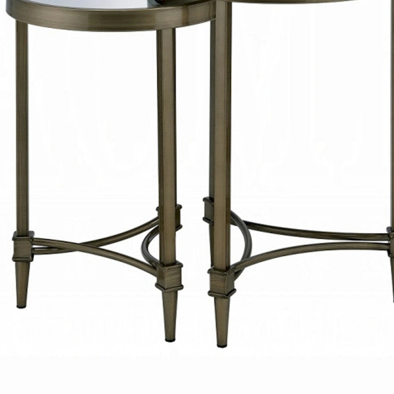 ACME ADITYA TABLE BASSE Gigogne Finition Laiton Ancien et Miroir