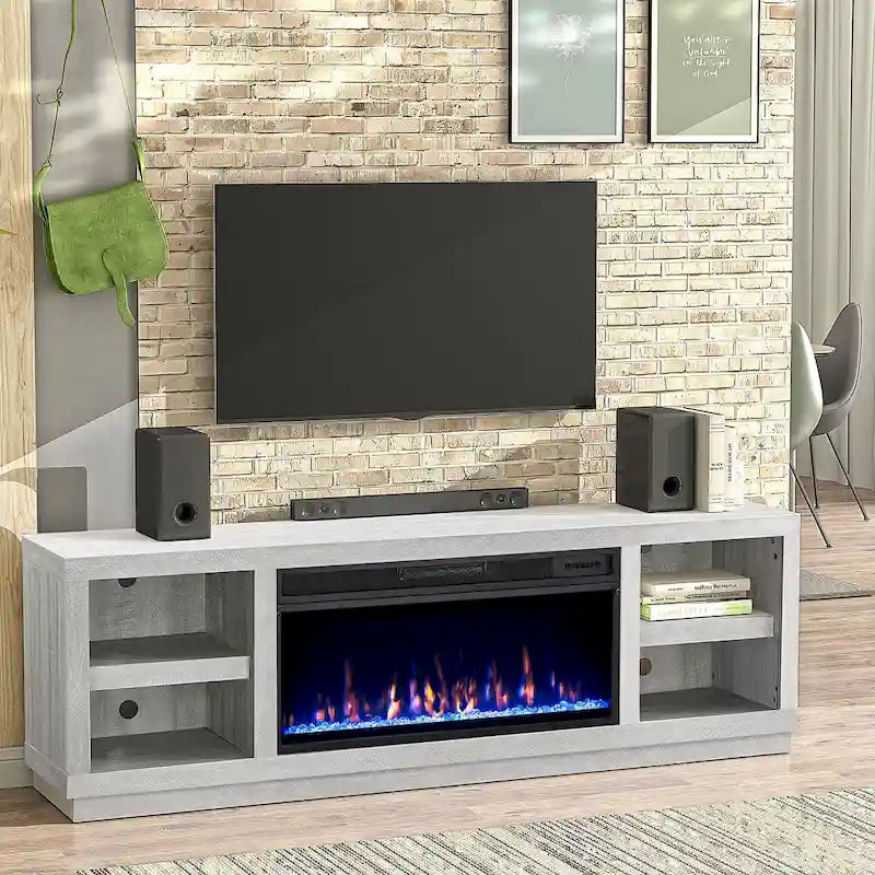 Meuble TV console de 77 po pour téléviseurs jusqu'à 85 po avec cheminée – 77 pouces de largeur