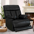 Fauteuil inclinable électrique en cuir véritable noir Zéro Gravité Double moteur Têtière réglable Repose-pieds extensible