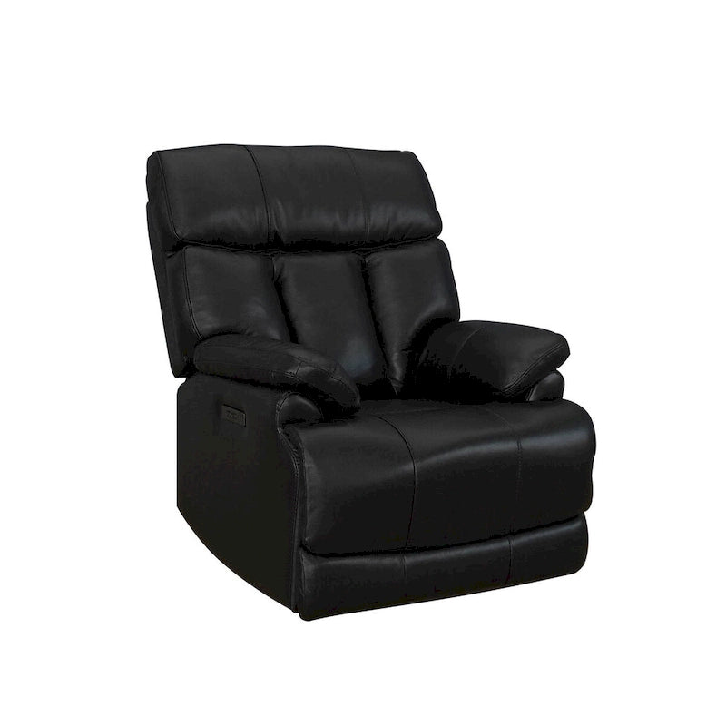 Fauteuil inclinable électrique en cuir véritable noir Zéro Gravité Double moteur Têtière réglable Repose-pieds extensible