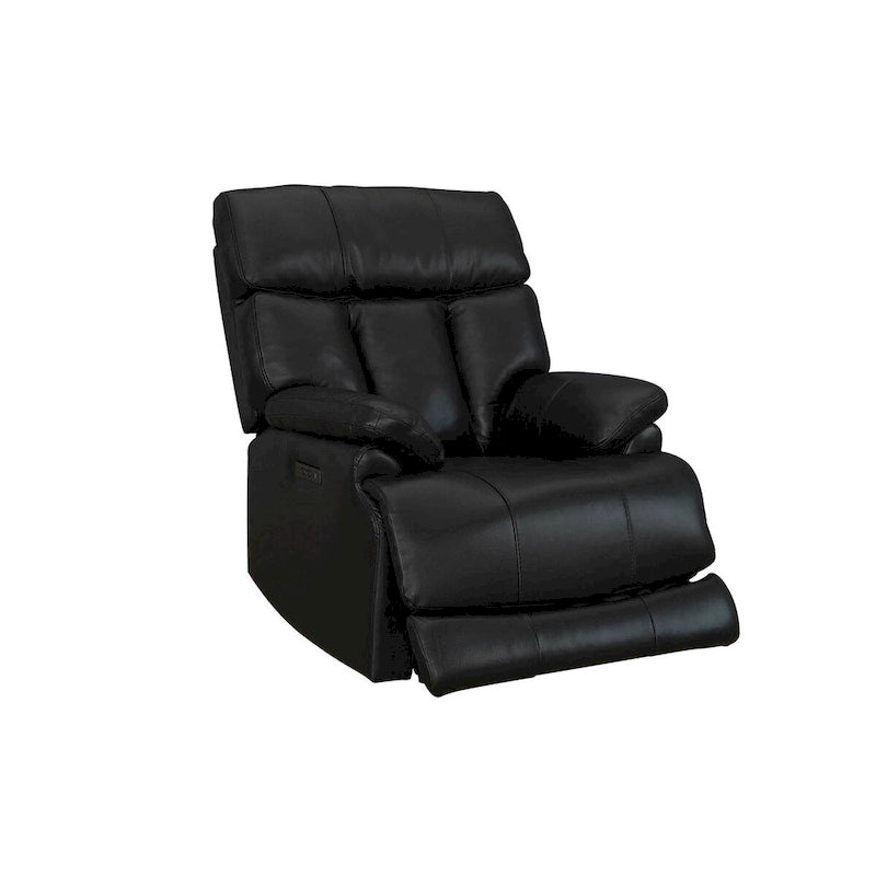 Fauteuil inclinable électrique en cuir véritable noir Zéro Gravité Double moteur Têtière réglable Repose-pieds extensible