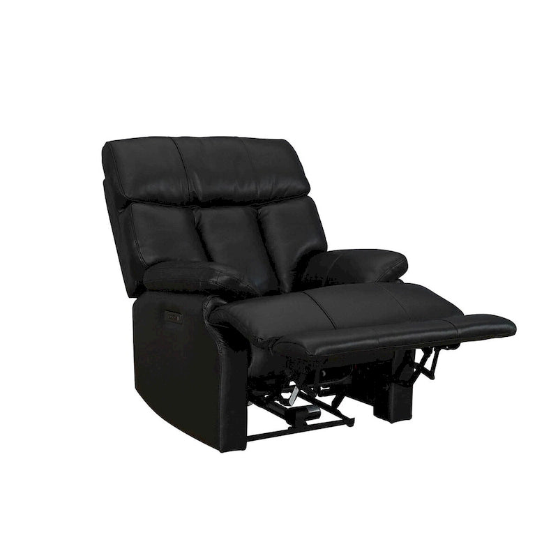 Fauteuil inclinable électrique en cuir véritable noir Zéro Gravité Double moteur Têtière réglable Repose-pieds extensible