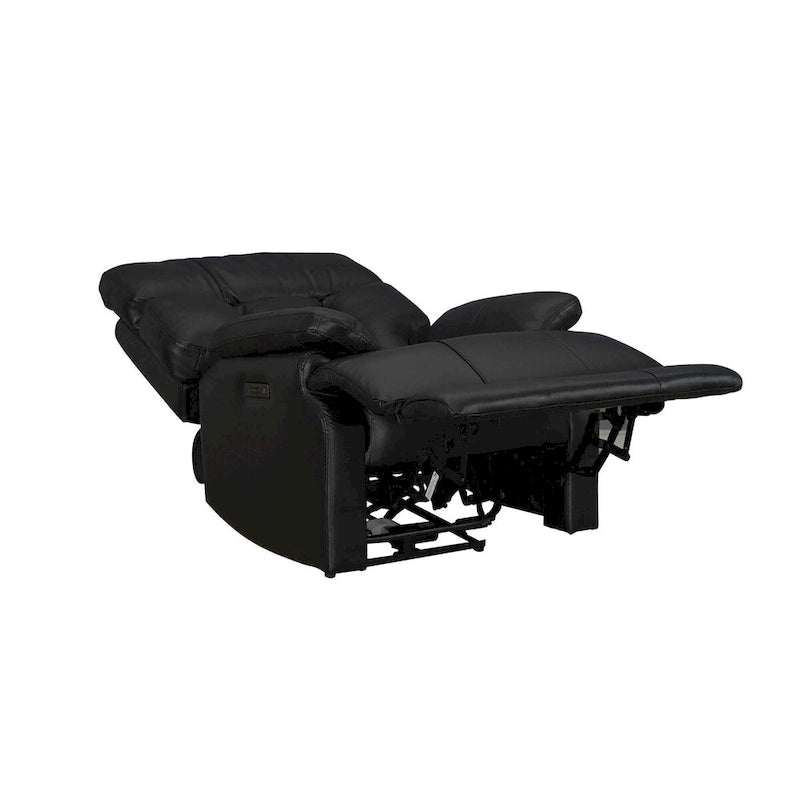 Fauteuil inclinable électrique en cuir véritable noir Zéro Gravité Double moteur Têtière réglable Repose-pieds extensible