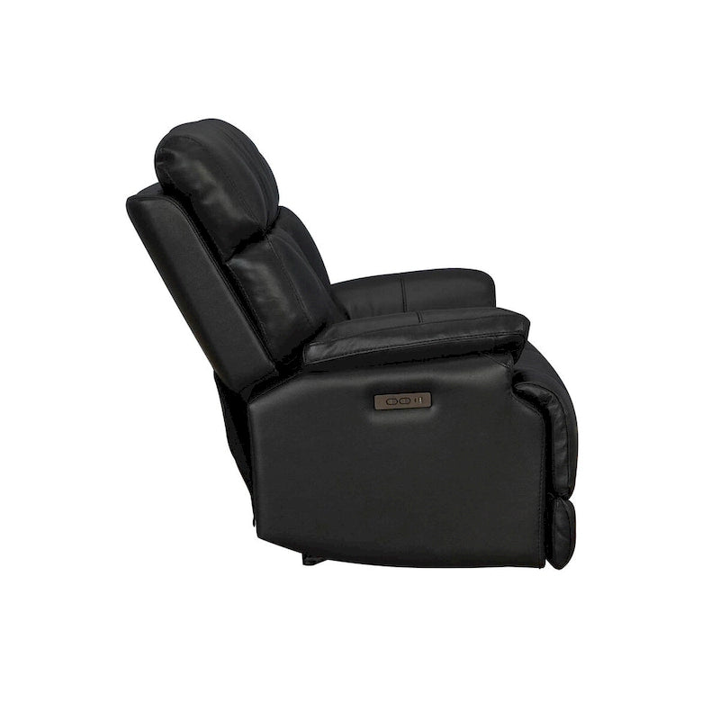 Fauteuil inclinable électrique en cuir véritable noir Zéro Gravité Double moteur Têtière réglable Repose-pieds extensible