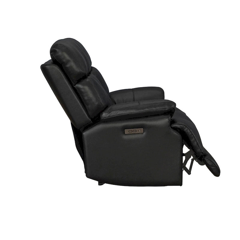 Fauteuil inclinable électrique en cuir véritable noir Zéro Gravité Double moteur Têtière réglable Repose-pieds extensible