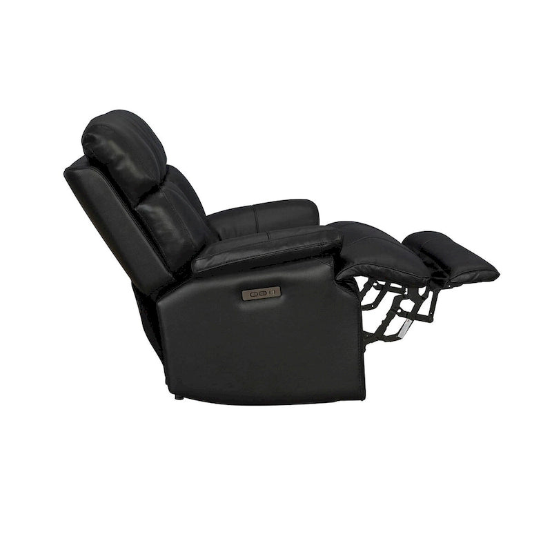 Fauteuil inclinable électrique en cuir véritable noir Zéro Gravité Double moteur Têtière réglable Repose-pieds extensible