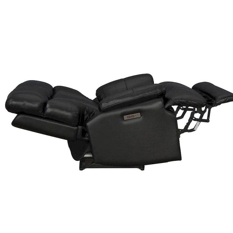 Fauteuil inclinable électrique en cuir véritable noir Zéro Gravité Double moteur Têtière réglable Repose-pieds extensible
