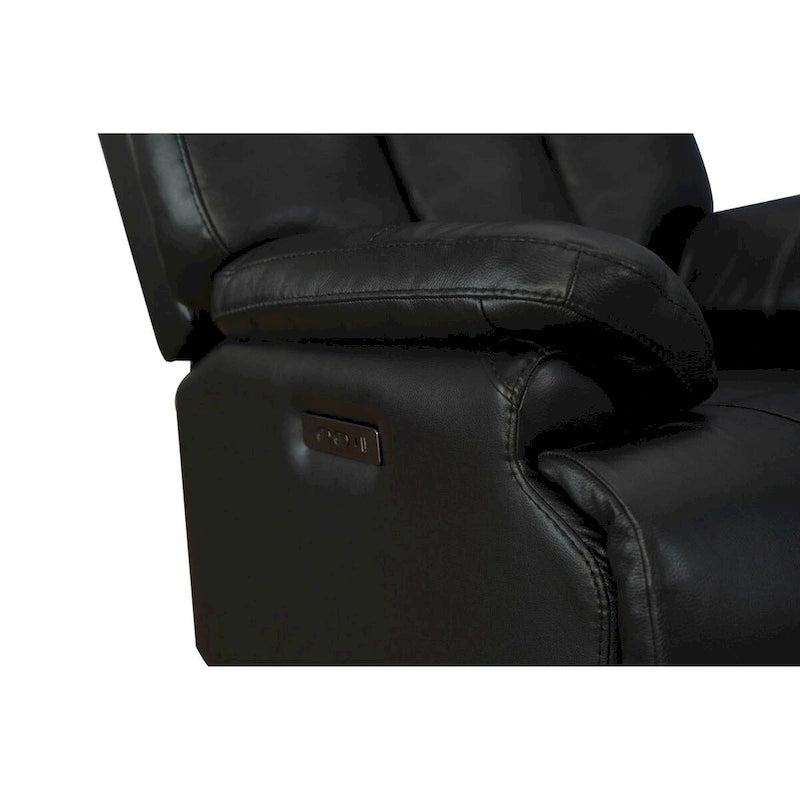 Fauteuil inclinable électrique en cuir véritable noir Zéro Gravité Double moteur Têtière réglable Repose-pieds extensible