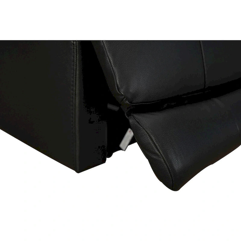 Fauteuil inclinable électrique en cuir véritable noir Zéro Gravité Double moteur Têtière réglable Repose-pieds extensible