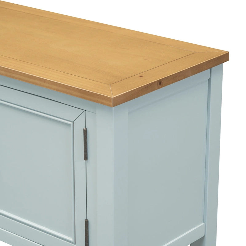 Table console vintage avec grand espace de rangement, quatre petits tiroirs et étagère inférieure pour salons, entrées et cuisines