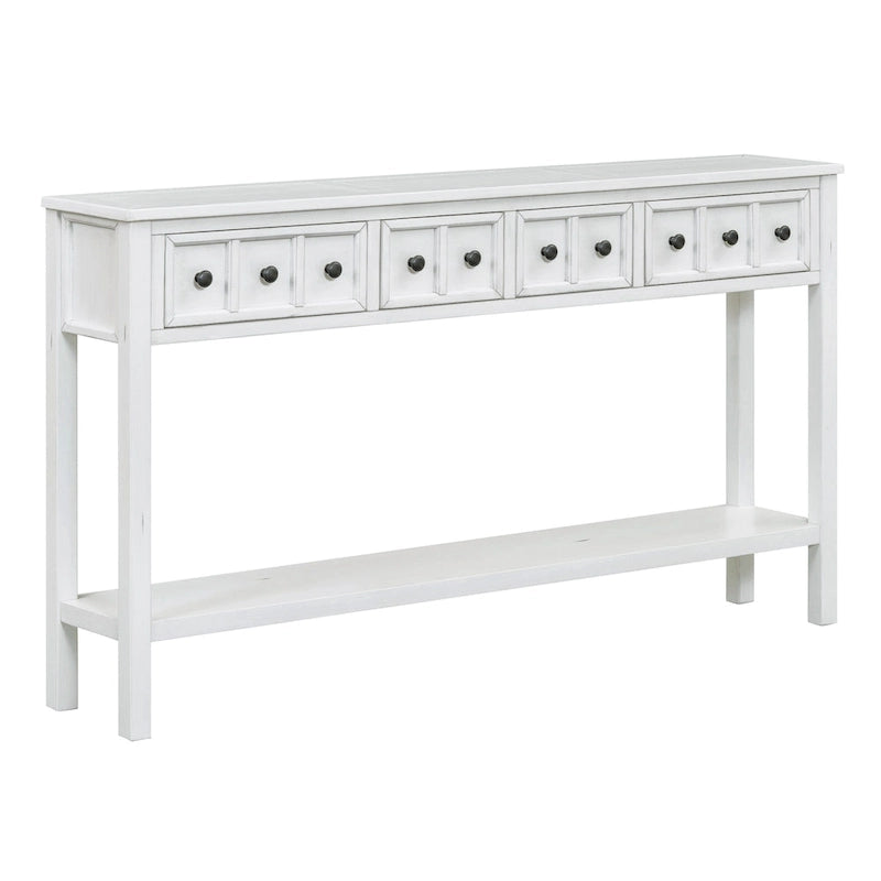 Console d'entrée rustique, table de canapé de 60 pouces de long avec deux tiroirs de tailles différentes et une étagère inférieure pour le rangement