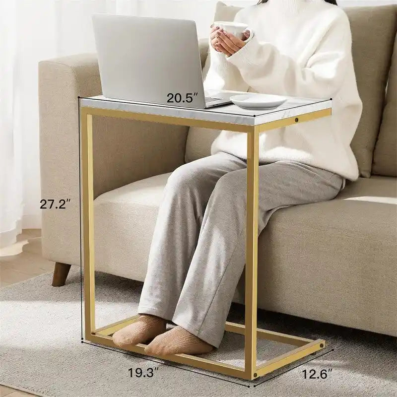 Table d'appoint en C de 68,6 cm de haut - 30D x 50l x 68,6H cm