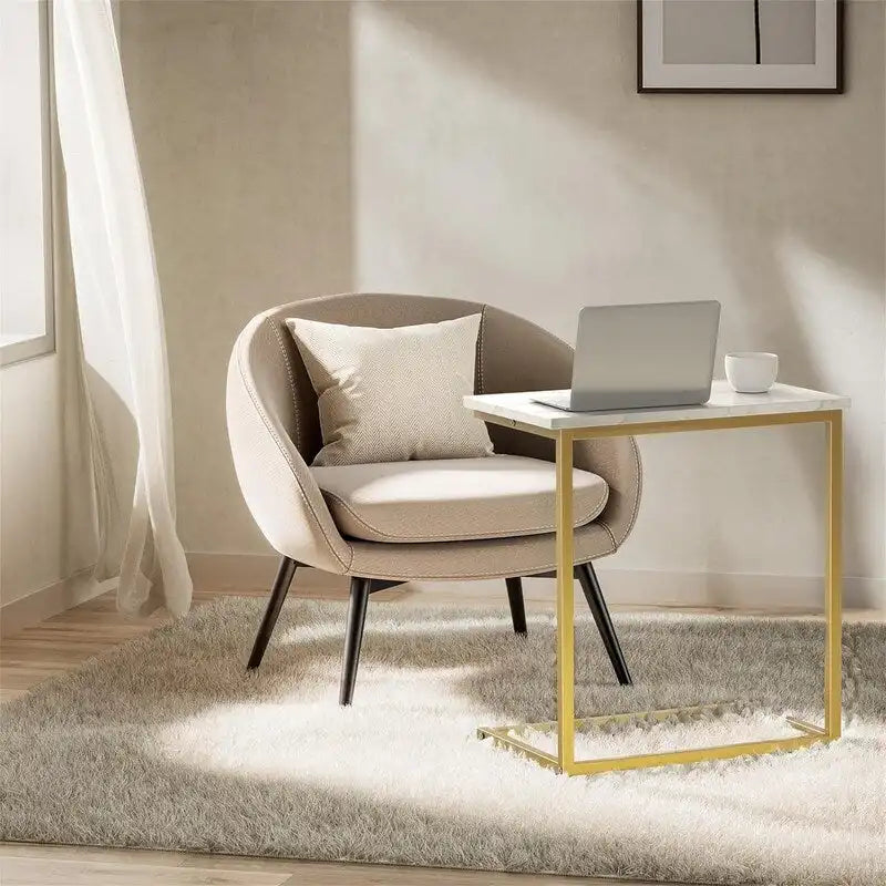 Table d'appoint en C de 68,6 cm de haut - 30D x 50l x 68,6H cm