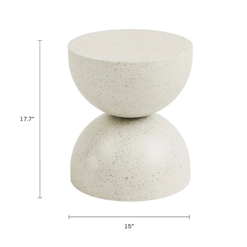 Table d'appoint Alina Intérieur/Extérieur Blanc Pierre avec éclats Dorés