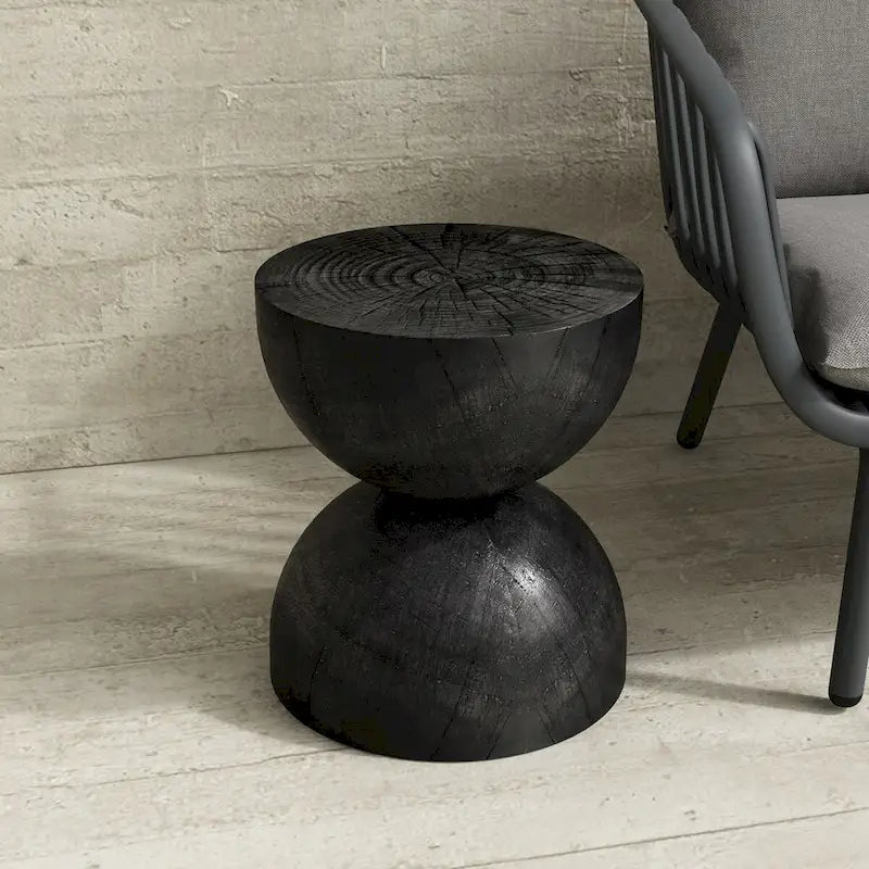 Table d'appoint Alina Intérieur/Extérieur Blanc Pierre avec éclats Dorés