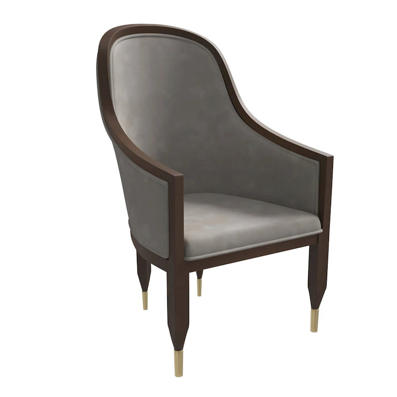 Chaise de salle à manger en cuir avec accoudoirs et cadre en bois d'hévéa série Belle par LeisureMod