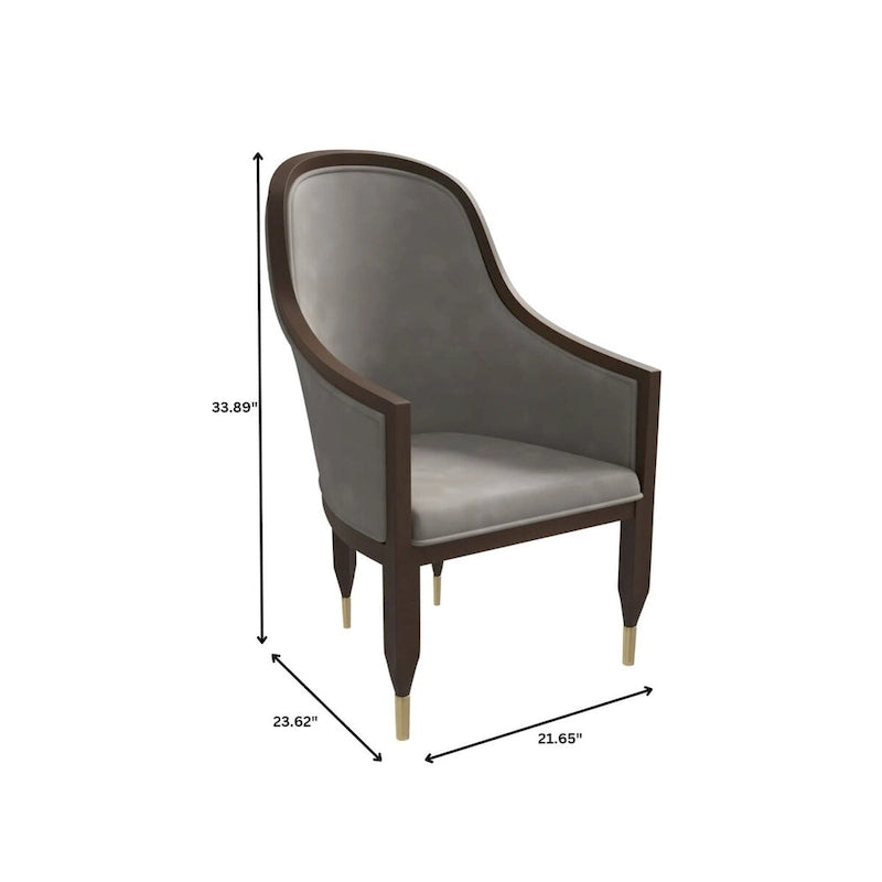 Chaise de salle à manger en cuir avec accoudoirs et cadre en bois d'hévéa série Belle par LeisureMod