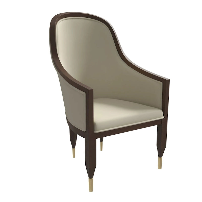 Chaise de salle à manger en cuir avec accoudoirs et cadre en bois d'hévéa série Belle par LeisureMod