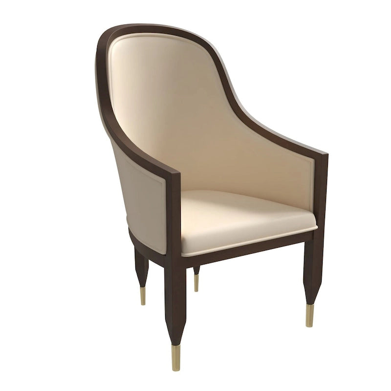 Chaise de salle à manger en cuir avec accoudoirs et cadre en bois d'hévéa série Belle par LeisureMod