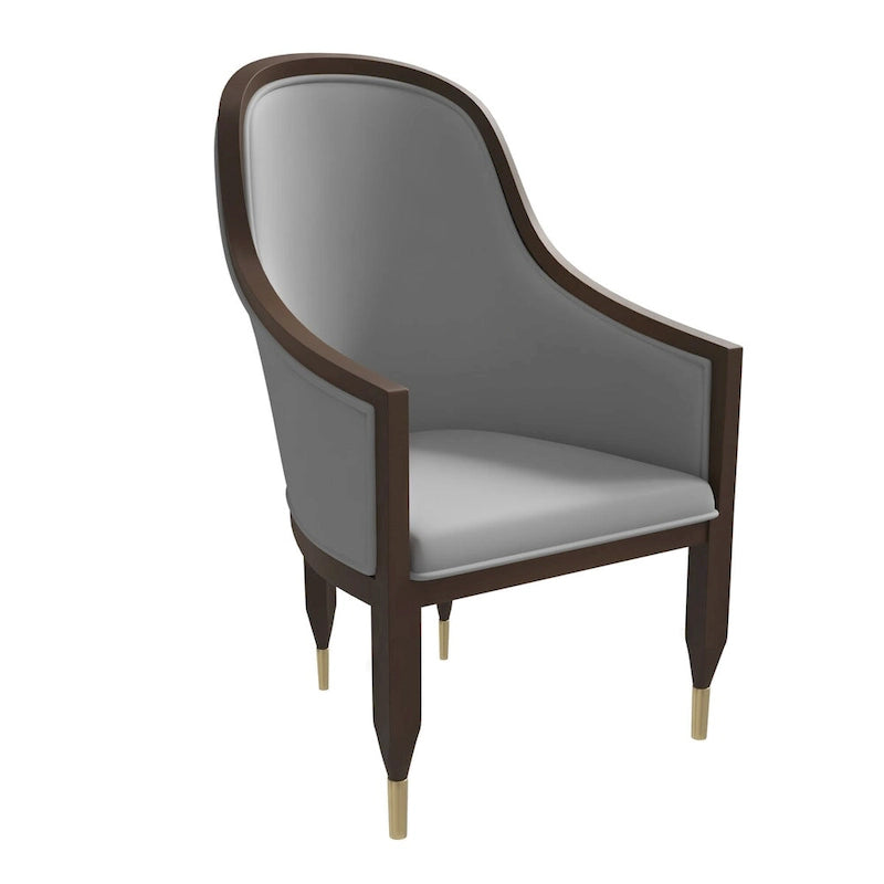 Chaise de salle à manger en cuir avec accoudoirs et cadre en bois d'hévéa série Belle par LeisureMod