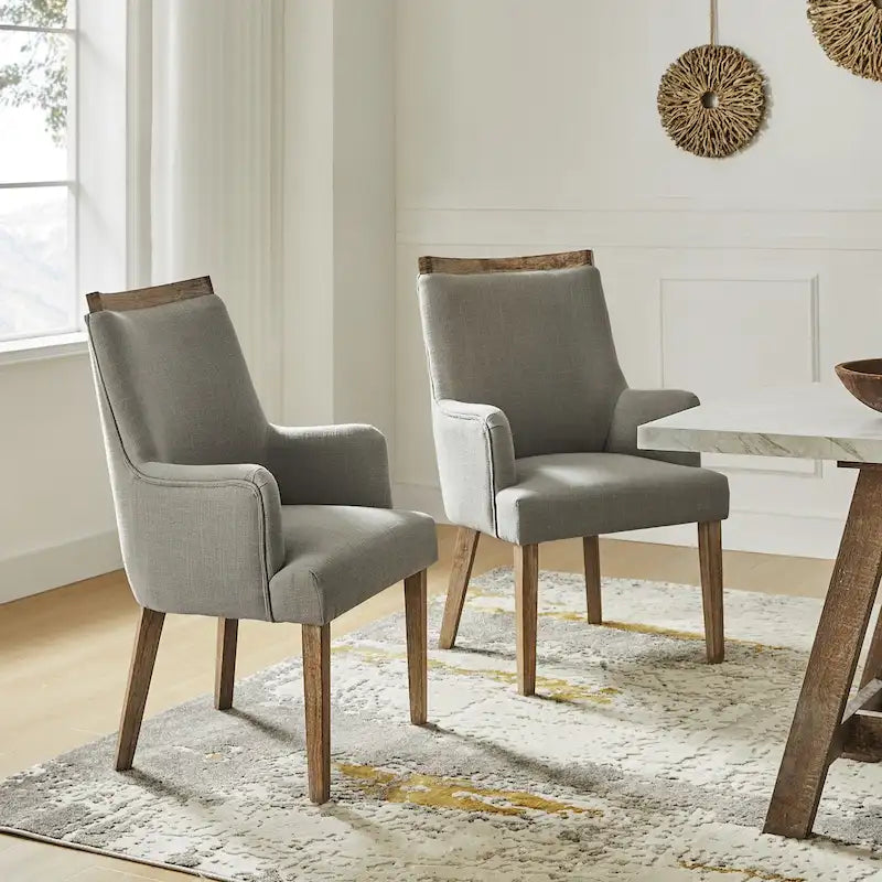 Lot de 2 chaises de salle à manger Albert Farmhouse rembourrées en bois massif par HULALA HOME