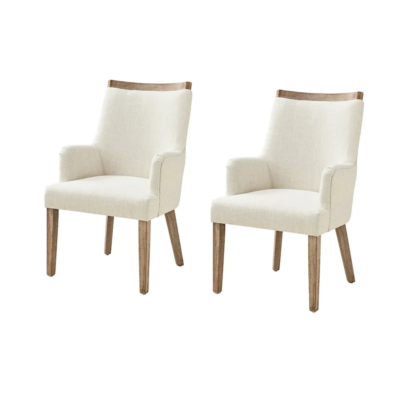 Lot de 2 chaises de salle à manger Albert Farmhouse rembourrées en bois massif par HULALA HOME