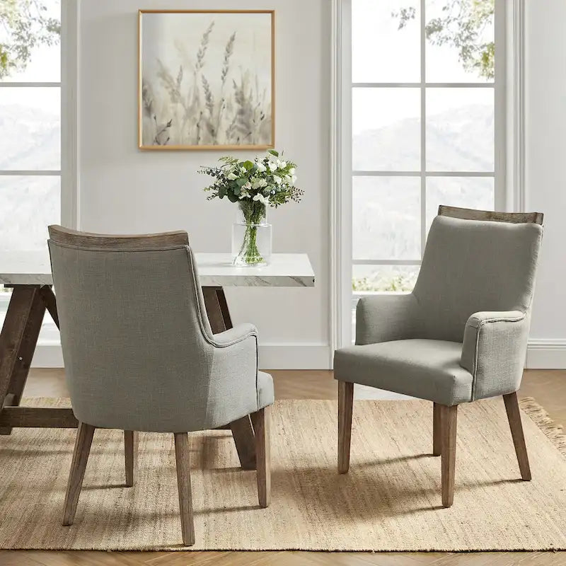 Lot de 2 chaises de salle à manger Albert Farmhouse rembourrées en bois massif par HULALA HOME