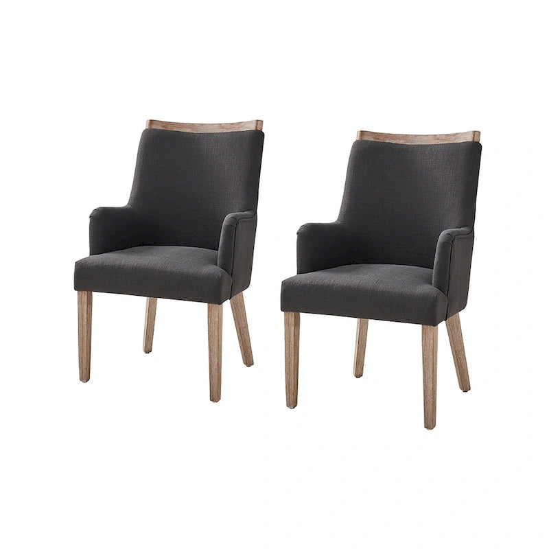 Lot de 2 chaises de salle à manger Albert Farmhouse rembourrées en bois massif par HULALA HOME