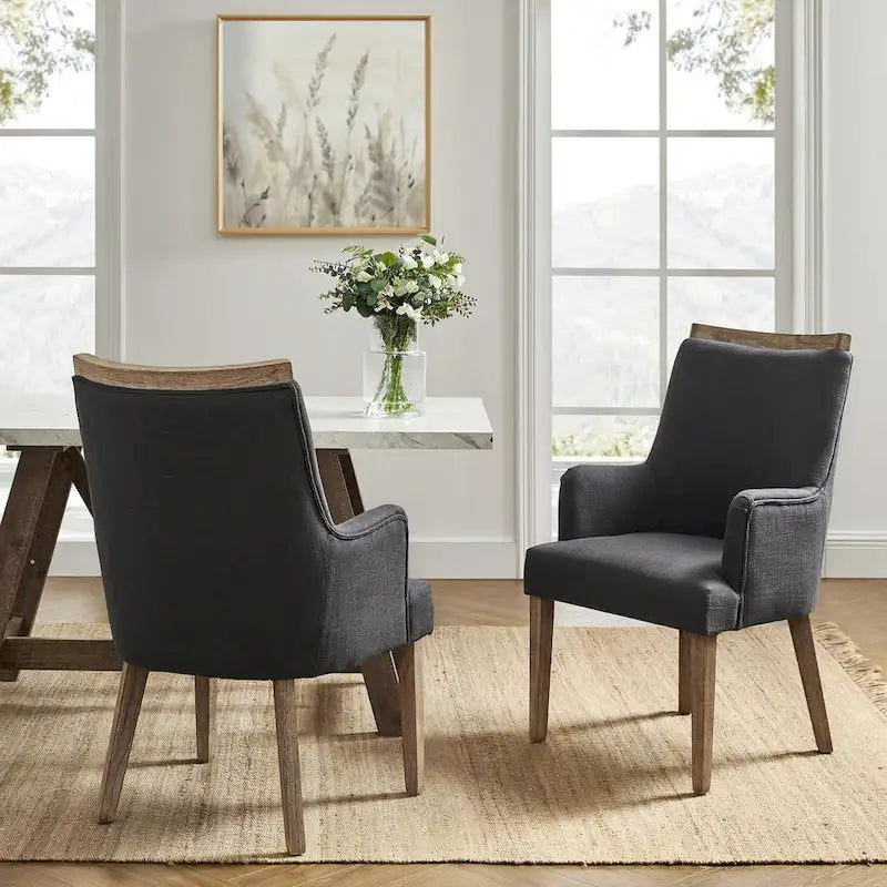 Lot de 2 chaises de salle à manger Albert Farmhouse rembourrées en bois massif par HULALA HOME