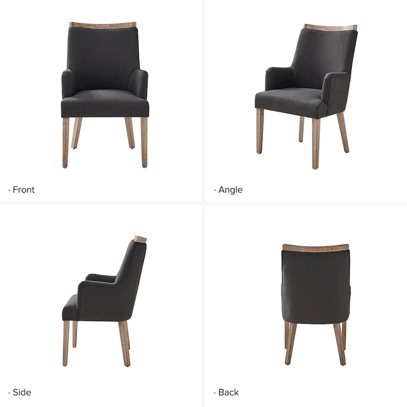 Lot de 2 chaises de salle à manger Albert Farmhouse rembourrées en bois massif par HULALA HOME