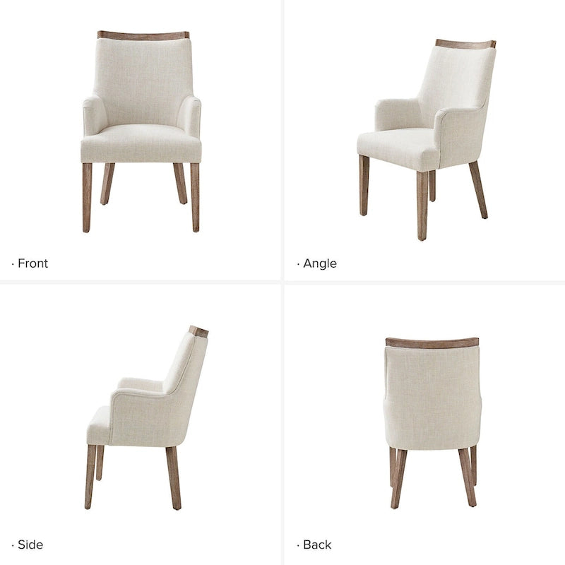 Lot de 2 chaises de salle à manger Albert Farmhouse rembourrées en bois massif par HULALA HOME