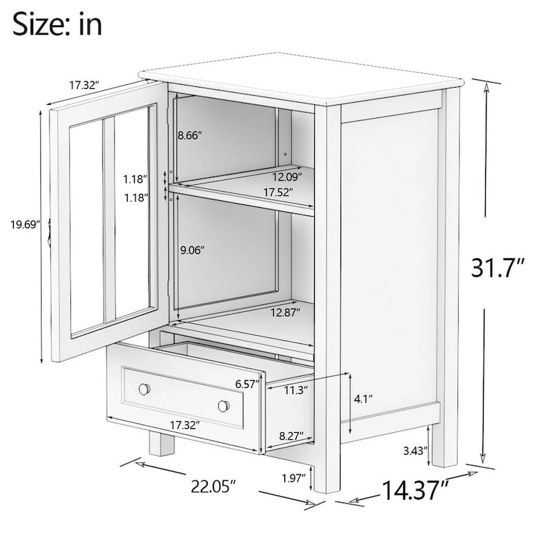 Buffet/Bahut polyvalent avec portes vitrées