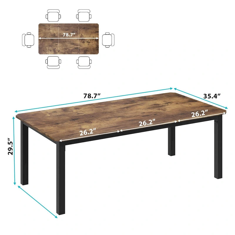 Table à Manger Industrielle pour 6 à 8 Personnes