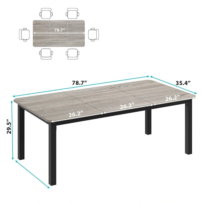 Table à Manger Industrielle pour 6 à 8 Personnes