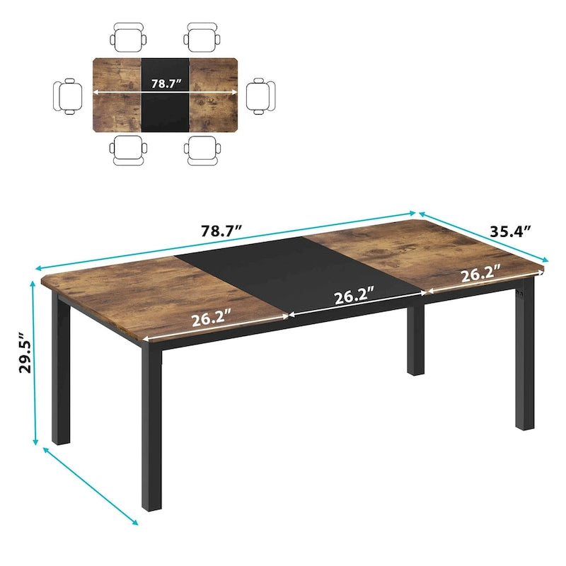 Table à Manger Industrielle pour 6 à 8 Personnes