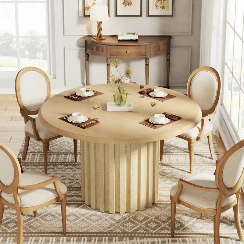 Table à manger ronde moderne de 109,9 cm pour 4 personnes pour salle à manger