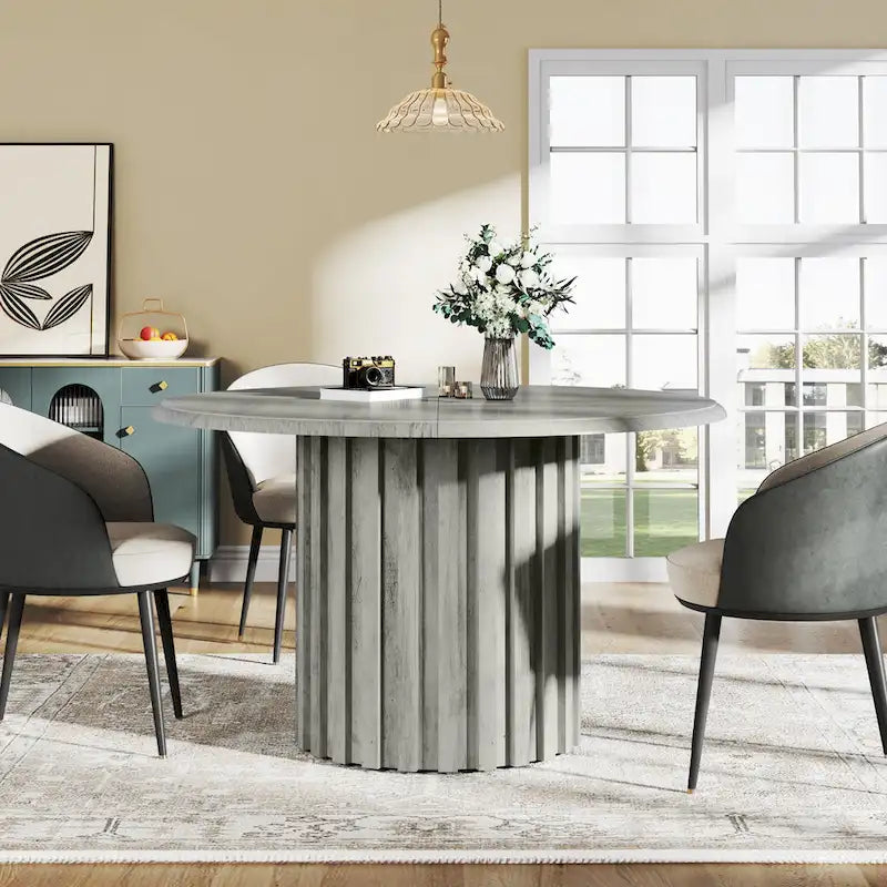 Table à manger ronde moderne de 109,9 cm pour 4 personnes pour salle à manger