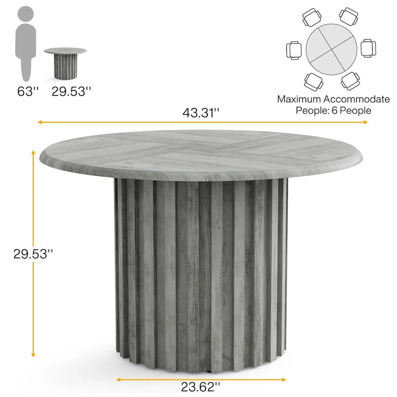 Table à manger ronde moderne de 109,9 cm pour 4 personnes pour salle à manger