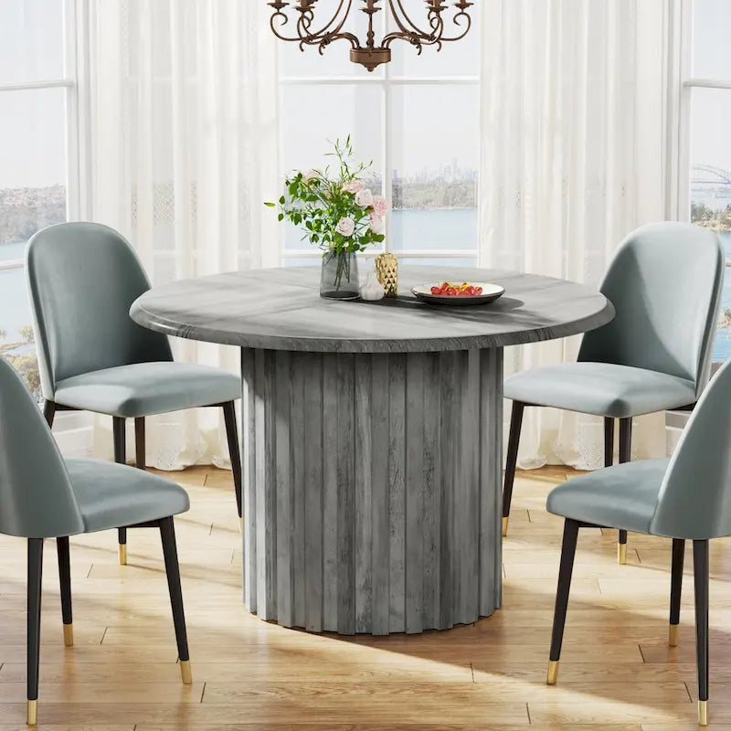 Table à manger ronde moderne de 109,9 cm pour 4 personnes pour salle à manger