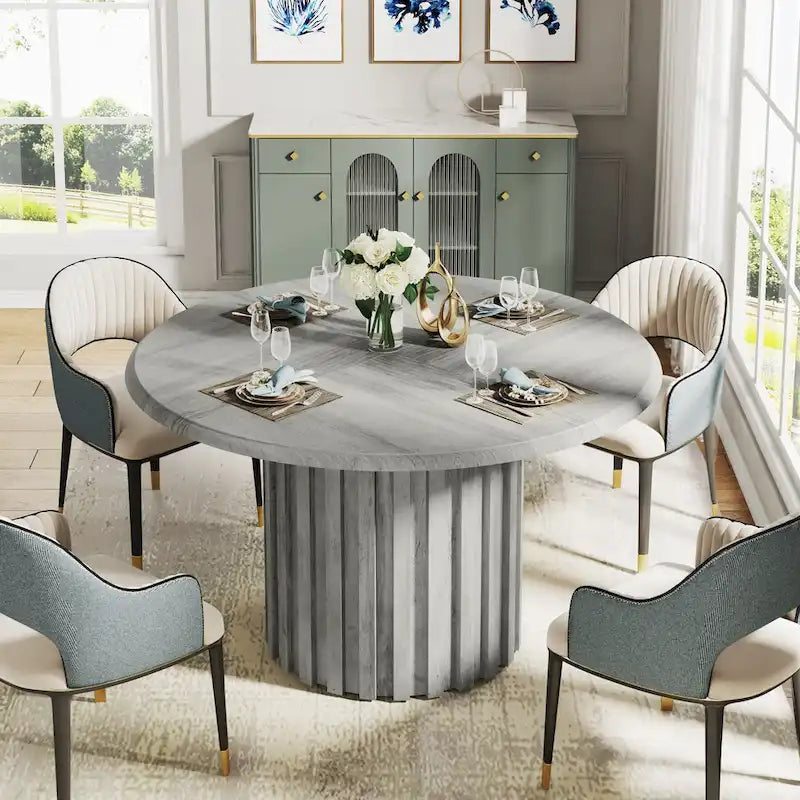 Table à manger ronde moderne de 109,9 cm pour 4 personnes pour salle à manger