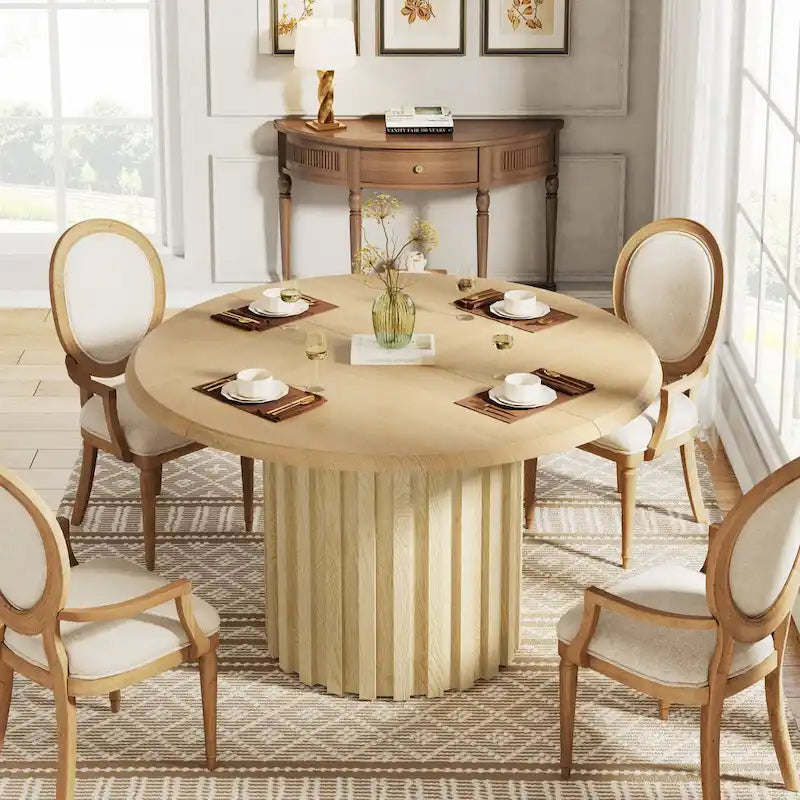 Table à manger ronde moderne de 109,9 cm pour 4 personnes pour salle à manger